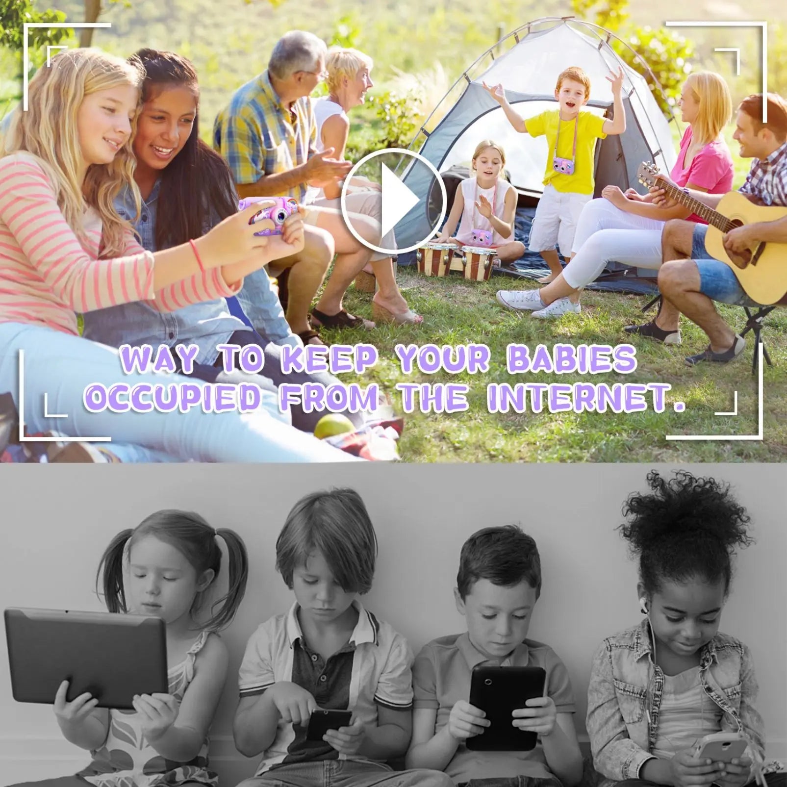 ARNSSIEN kids digital camera with 180° flip lens, 2.4-inch LCD, and protective silicone case